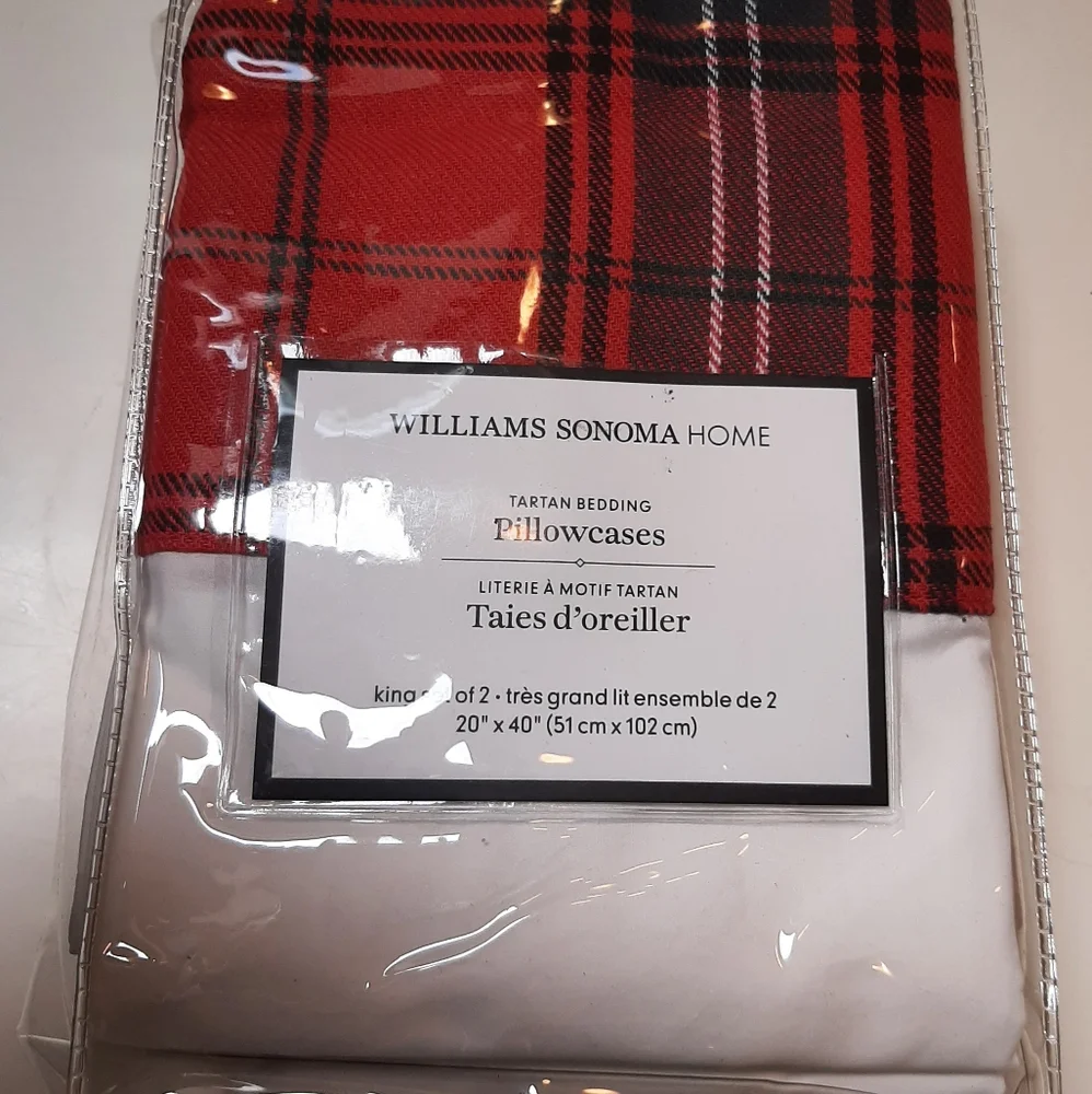 Williams Sonoma Tartan KING pillowcases (1 pair)